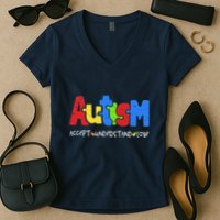 Accept Understand Love Puzzle Autism Awareness Women's V-Neck T-Shirt