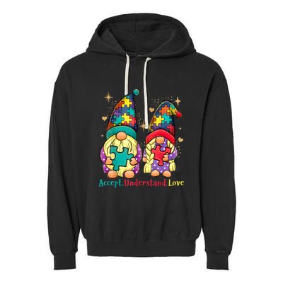 Accept Understand Love Gnome Autism Awareness Garment-Dyed Fleece Hoodie