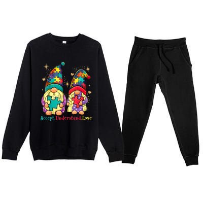 Accept Understand Love Gnome Autism Awareness Premium Crewneck Sweatsuit Set