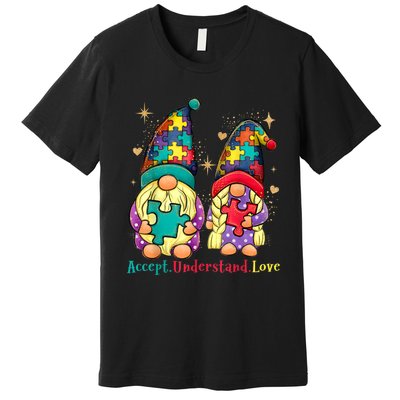 Accept Understand Love Gnome Autism Awareness Premium T-Shirt