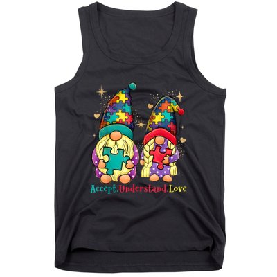 Accept Understand Love Gnome Autism Awareness Tank Top