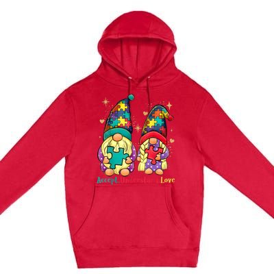 Accept Understand Love Gnome Autism Awareness Premium Pullover Hoodie