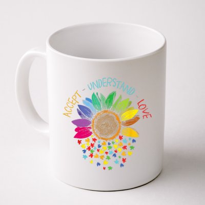 Accept Understand Love Asd Rainbow Flower Gift Autism Awareness Coffee Mug