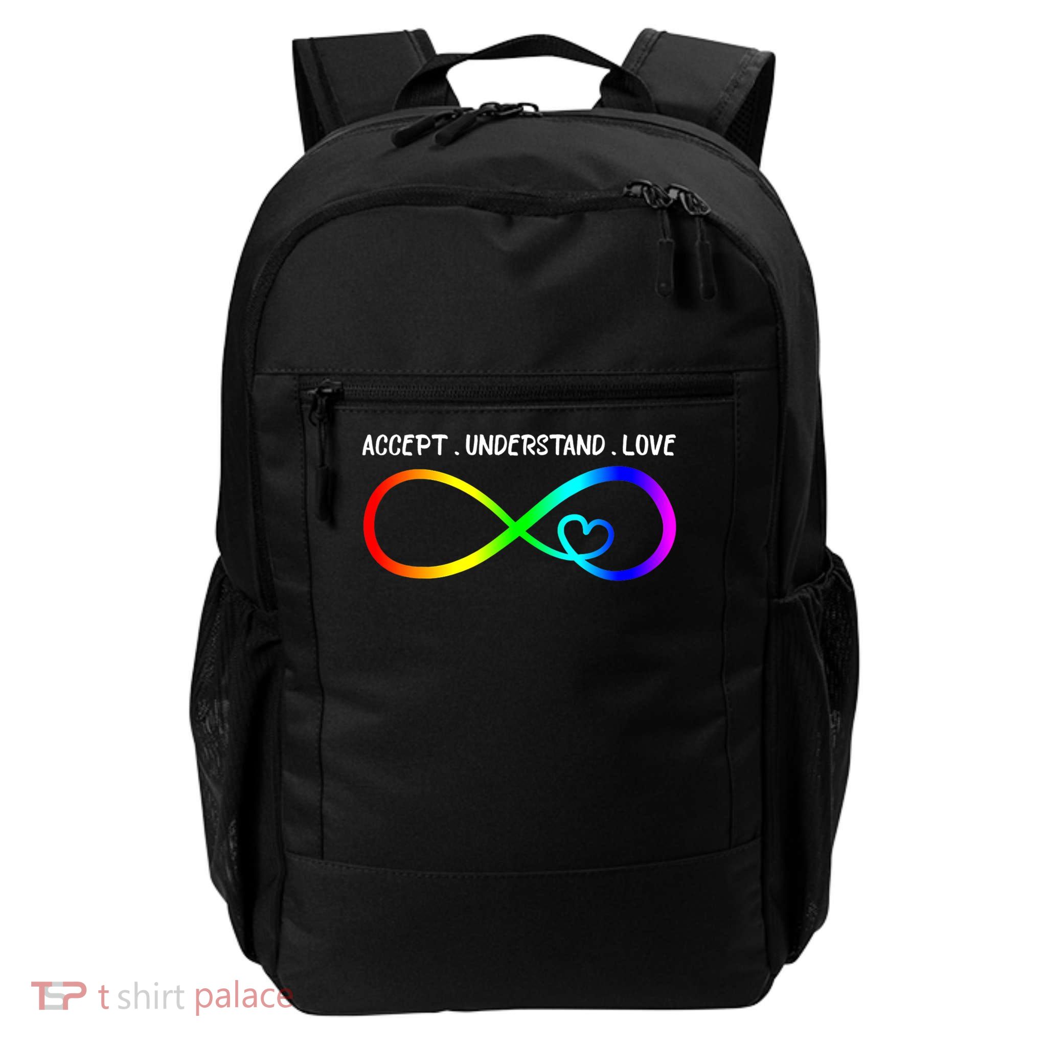 Accept Understand Love Heart Infinity Autism Awareness Daily Commute Backpack