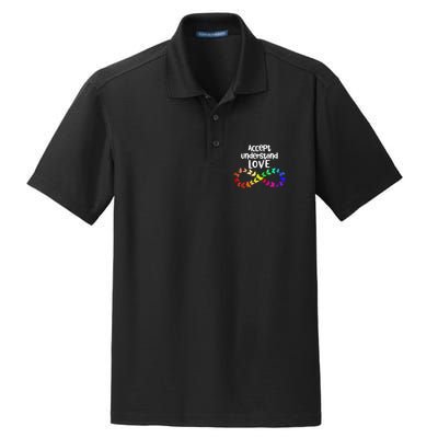 Accept Understand Love Infinity Autism Support Autistic Gift Dry Zone Grid Polo
