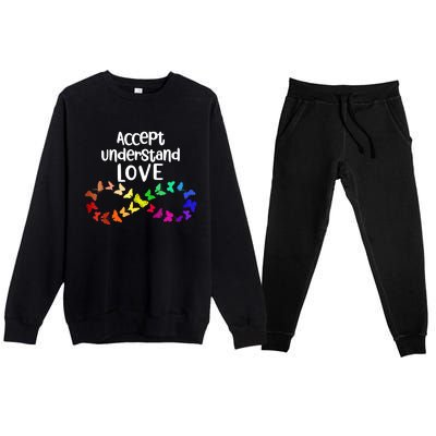 Accept Understand Love Infinity Autism Support Autistic Gift Premium Crewneck Sweatsuit Set