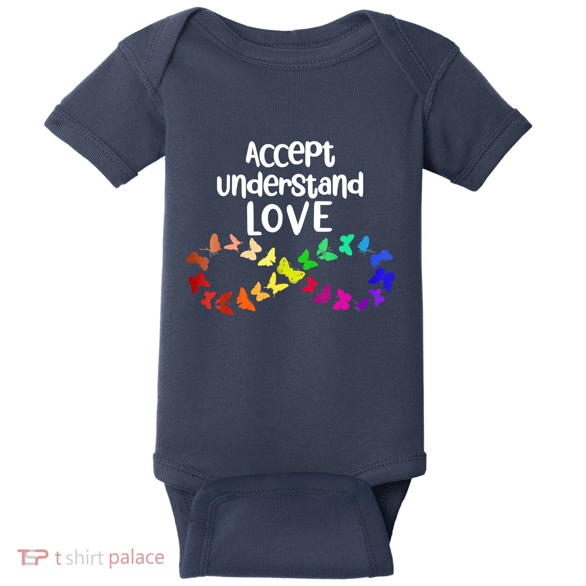 Accept Understand Love Infinity Autism Support Autistic Gift Baby Bodysuit