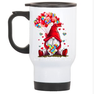 Accept Understand Love Autism Awareness Gnome Valentines Day Gift Stainless Steel Travel Mug