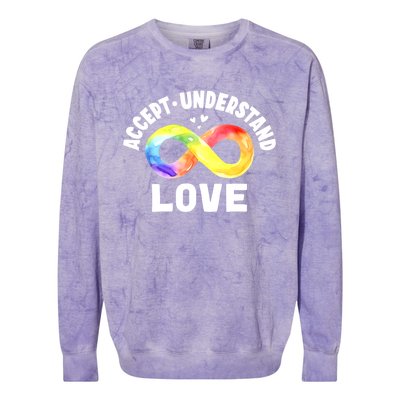 Accept Understand Love Autism Awareness ASD Infinity Symbol Colorblast Crewneck Sweatshirt