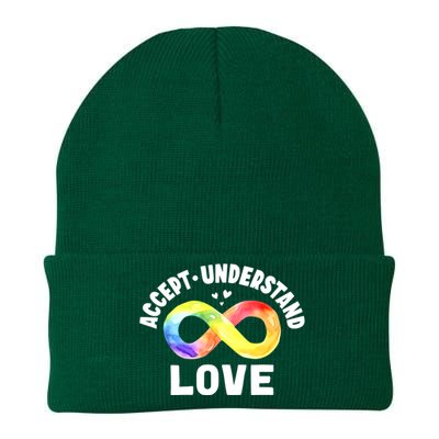 Accept Understand Love Autism Awareness ASD Infinity Symbol Knit Cap Winter Beanie