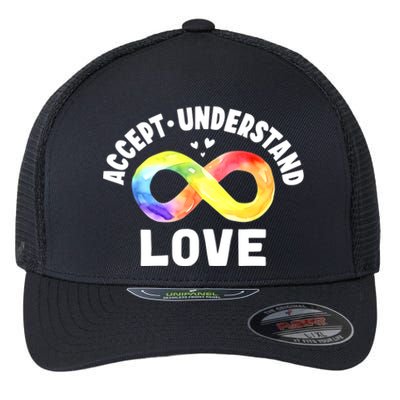 Accept Understand Love Autism Awareness ASD Infinity Symbol Flexfit Unipanel Trucker Cap