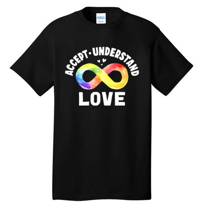 Accept Understand Love Autism Awareness ASD Infinity Symbol Tall T-Shirt