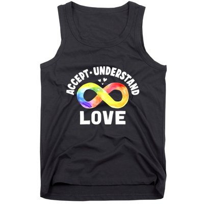 Accept Understand Love Autism Awareness ASD Infinity Symbol Tank Top