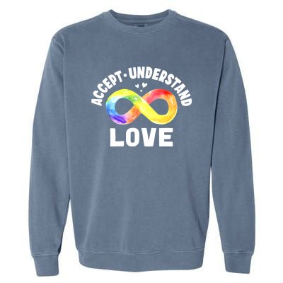 Accept Understand Love Autism Awareness ASD Infinity Symbol Garment-Dyed Sweatshirt