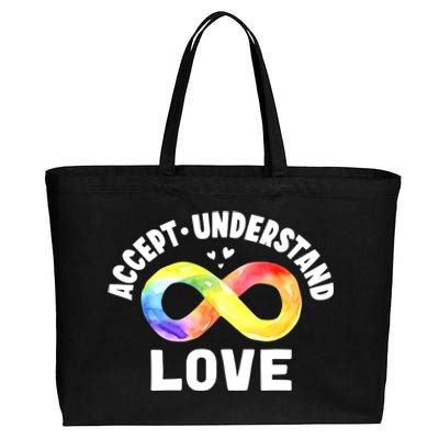 Accept Understand Love Autism Awareness ASD Infinity Symbol Cotton Canvas Jumbo Tote