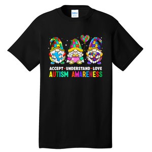 Accept Understand Love Autism Awareness Gnome Tall T-Shirt