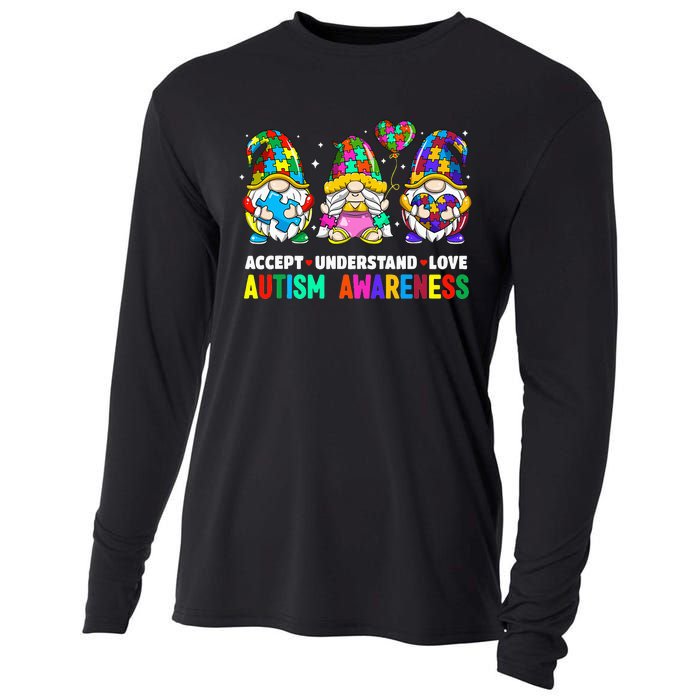 Accept Understand Love Autism Awareness Gnome Cooling Performance Long Sleeve Crew