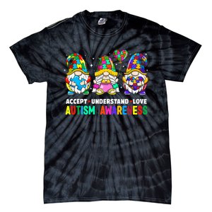 Accept Understand Love Autism Awareness Gnome Tie-Dye T-Shirt