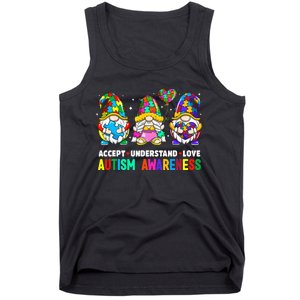 Accept Understand Love Autism Awareness Gnome Tank Top