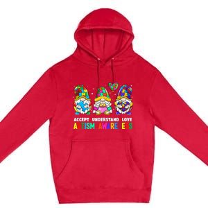 Accept Understand Love Autism Awareness Gnome Premium Pullover Hoodie