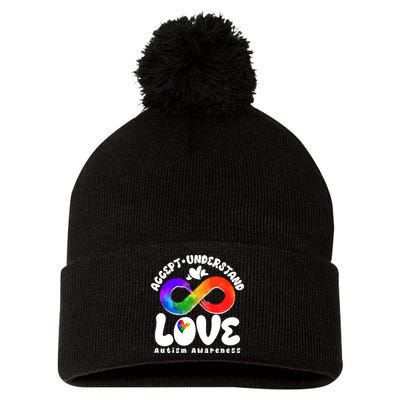Accept Understand Love Autism Awareness Pom Pom 12in Knit Beanie