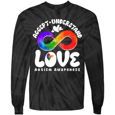 Accept Understand Love Autism Awareness Tie-Dye Long Sleeve Shirt