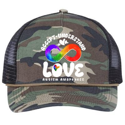 Accept Understand Love Autism Awareness Retro Rope Trucker Hat Cap