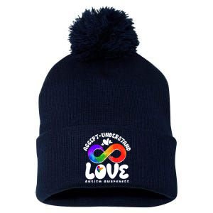 Accept Understand Love Autism Awareness Pom Pom 12in Knit Beanie