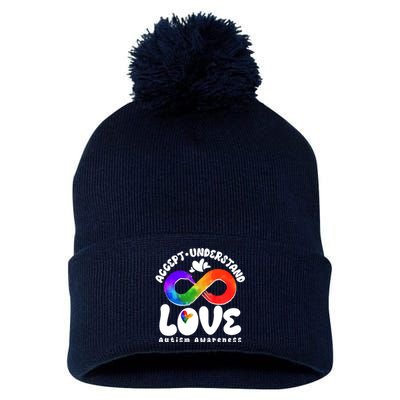 Accept Understand Love Autism Awareness Pom Pom 12in Knit Beanie