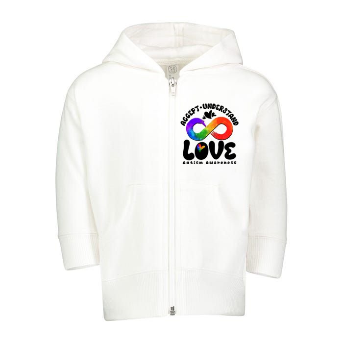 Accept Understand Love Autism Awareness Toddler Zip Fleece Hoodie