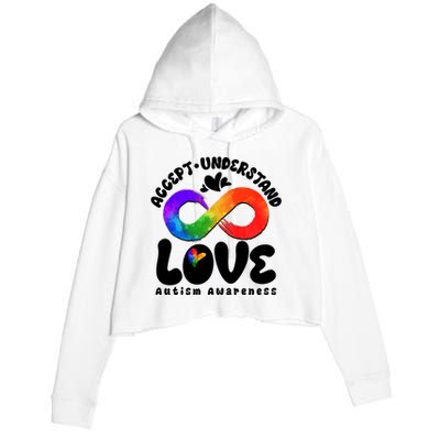 Accept Understand Love Autism Awareness Crop Fleece Hoodie