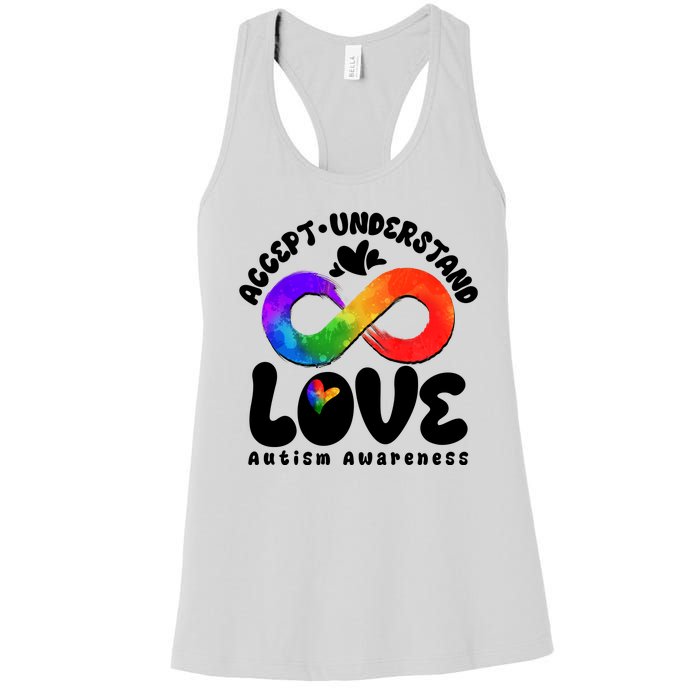 Accept Understand Love Autism Awareness Women's Racerback Tank