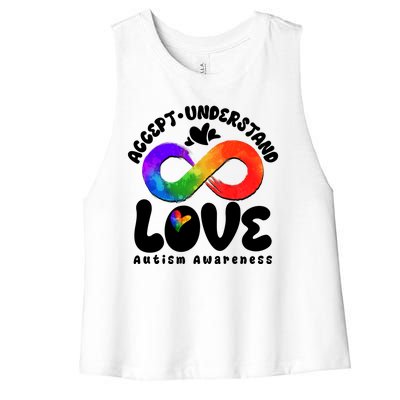 Accept Understand Love Autism Awareness Women's Racerback Cropped Tank