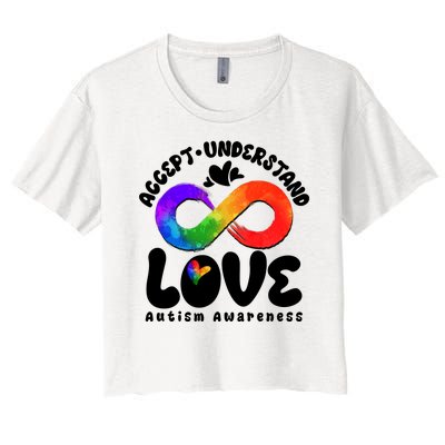 Accept Understand Love Autism Awareness Women's Crop Top Tee