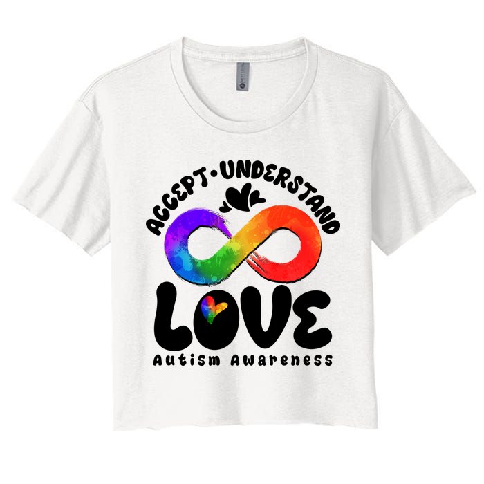 Accept Understand Love Autism Awareness Women's Crop Top Tee