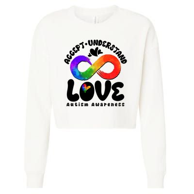 Accept Understand Love Autism Awareness Cropped Pullover Crew