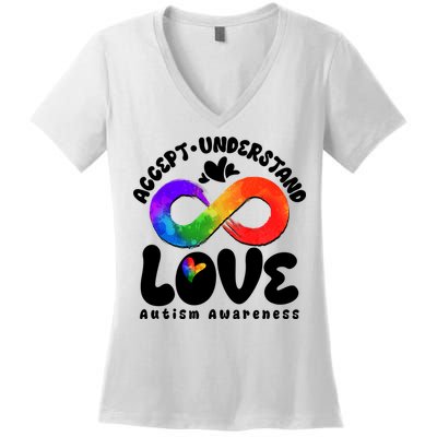 Accept Understand Love Autism Awareness Women's V-Neck T-Shirt