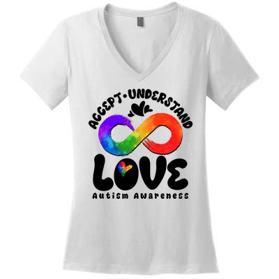 Accept Understand Love Autism Awareness Women's V-Neck T-Shirt