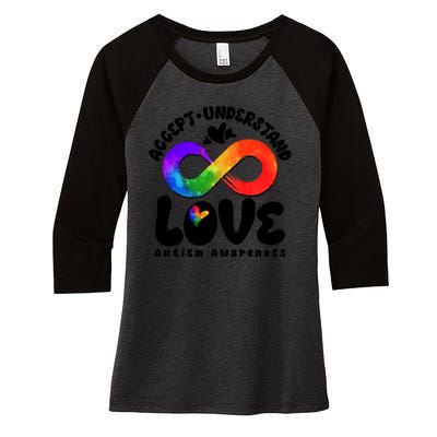 Accept Understand Love Autism Awareness Women's Tri-Blend 3/4-Sleeve Raglan Shirt