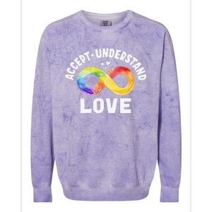 Accept Understand Love Autism Awareness ASD Infinity Symbol Colorblast Crewneck Sweatshirt