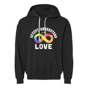 Accept Understand Love Autism Awareness ASD Infinity Symbol Garment-Dyed Fleece Hoodie