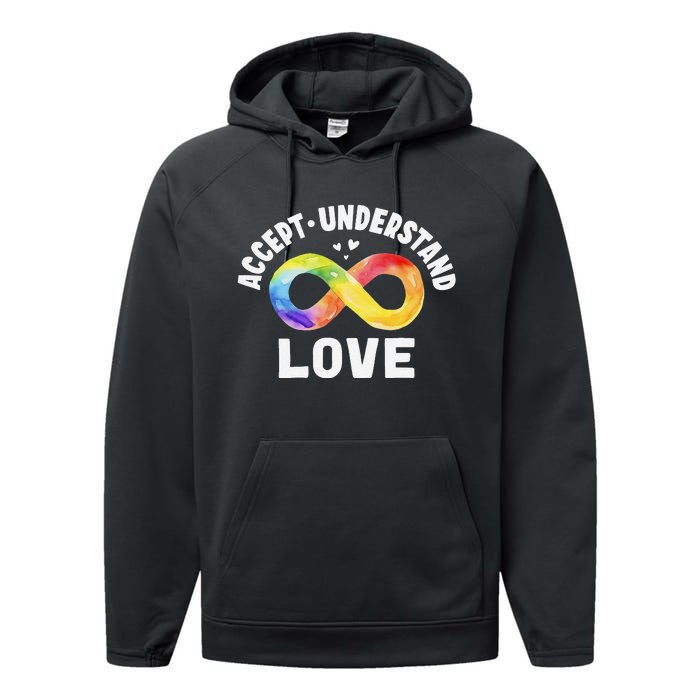 Accept Understand Love Autism Awareness ASD Infinity Symbol Performance Fleece Hoodie