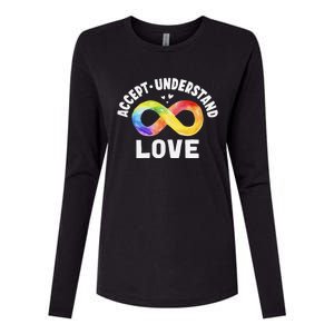 Accept Understand Love Autism Awareness ASD Infinity Symbol Womens Cotton Relaxed Long Sleeve T-Shirt