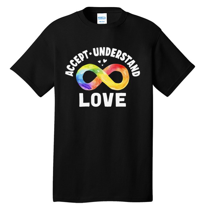 Accept Understand Love Autism Awareness ASD Infinity Symbol Tall T-Shirt