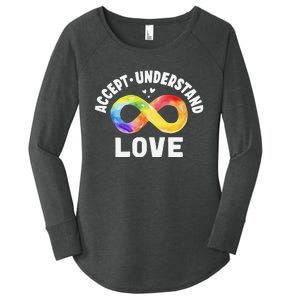 Accept Understand Love Autism Awareness ASD Infinity Symbol Women's Perfect Tri Tunic Long Sleeve Shirt