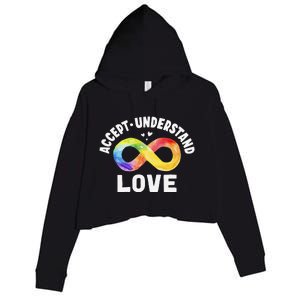 Accept Understand Love Autism Awareness ASD Infinity Symbol Crop Fleece Hoodie