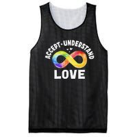 Accept Understand Love Autism Awareness ASD Infinity Symbol Mesh Reversible Basketball Jersey Tank