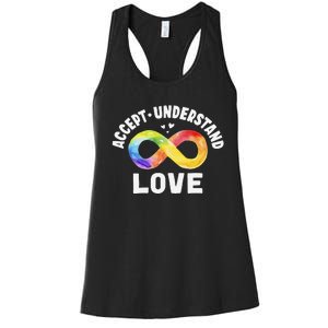 Accept Understand Love Autism Awareness ASD Infinity Symbol Women's Racerback Tank