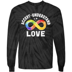 Accept Understand Love Autism Awareness ASD Infinity Symbol Tie-Dye Long Sleeve Shirt