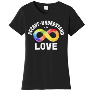 Accept Understand Love Autism Awareness ASD Infinity Symbol Women's T-Shirt